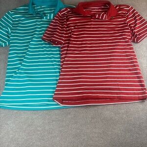 Under Armour Men's Striped Polo Shirts - Teal and Red